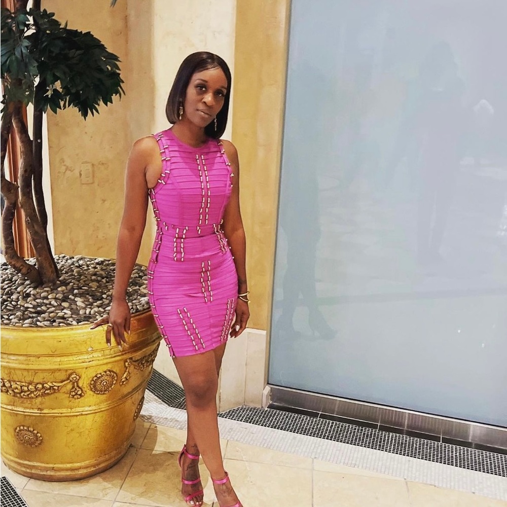 Fashion Nova Hot Pink Bodycon Midi Dress